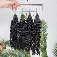 Extensions de cheveux humains bouclés 12A style birman, ondulés, sans nœuds, pré-séparés, invisibles, effet plume, pour crochet