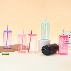 Cheap Colorful 16oz Leakproof <strong>Mason</strong> <strong>Jars</strong> Can Cup Bpa Free Reusable Clear Acrylic Plastic <strong>Tumblers</strong> Mug with Lid and Straw - Product Image 2