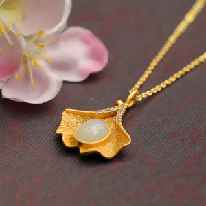 Collar con Colgante de Jade Ximang Hotian 2026, Diseño de Hoja de Loto Blanca, Joyería al por Mayor S2032662 - Product Image 3