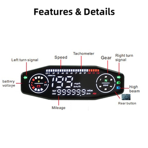 Compteur numérique LED universel pour moto avec voltmètre et jauge de carburant avec fil de capteur – Vente en gros - Product Image 5