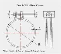 Collier de serrage double fil en acier inoxydable 304, réglable, métrique, pour tuyaux d'eau automobiles et industriels