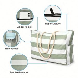 Bolsa de Playa Grande Impermeable con Cierre, Bolsa de Mano para Piscina a Prueba de Arena para Mujer - Product Image 3