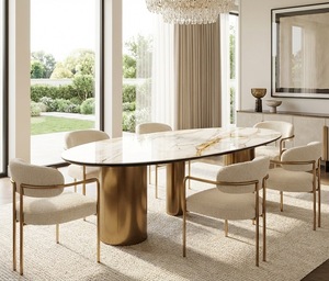 Luxury Modern Design Marble Top <strong>Stable</strong> Dining <strong>Table</strong> for Home Furniture Apartment Villa Hotel Dining Rooms - Product Image 2