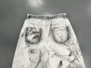 Jeans de Mezclilla Extra Grandes Huanqiu para <span class=keywords><strong>Hombre</strong></span>, con Estampado Gráfico, Desgastados, Holgados, Blancos, de Primavera - Product Image 4