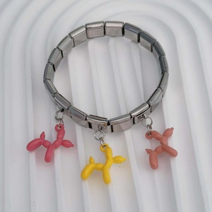 Gelang liontin anjing balon elastis Italia desain baru gelang Fashion wanita gelang baja tahan karat tidak ada noda perhiasan Set wanita - Product Image 4