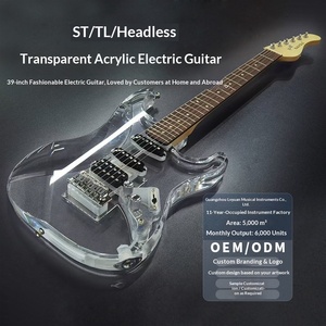 Guitare électrique ST simple ou double, corps en peuplier, manche en palissandre, <span class=keywords><strong>acrylique</strong></span> transparent, pont vibrato simple personnalisé - Product Image 1