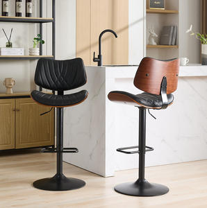 Modern Counter Height Swivel Tall <b>Bar</b> <b>Stools</b> Set of <b>2</b> 360 Degree Rotate Black Leather Easy-to-Assemble Adjustable for Dining - Product Image 5