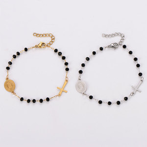 Religious 316L Stainless Steel 14k 18k Gold Plated Catholic Bead Bracelets With Charms Rosary Virgin Mary Bracelet for Women <b>Men</b> - Product Image 1