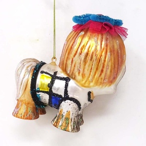 2019 Venta caliente al por mayor personalizado Feliz <span class=keywords><strong>Navidad</strong></span> de vidrio perro Shih Tzu colgantes - Product Image 2