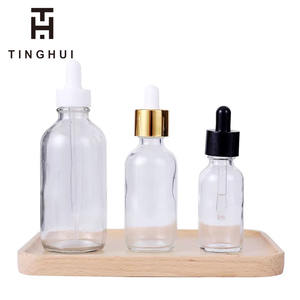 Botellas de Vidrio Transparente Ámbar para Aceites Esenciales de 1oz, 2oz, 4oz, 8oz, 16oz y 32oz, Botellas Redondas de Vidrio Boston con Gotero - Product Image 3