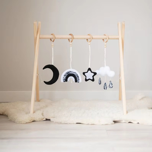 Hot bán handmade montessori-lấy cảm hứng từ gỗ chơi phòng tập thể dục bé quà tặng cho cũi cho trẻ em với <span class=keywords><strong>4</strong></span> treo đồ chơi trẻ em đồ nội thất - Product Image 1