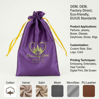 Sac à cordon en satin recyclable avec logo personnalisé, emballage textile, pochette anti-poussière en soie pour perruques, extensions de cheveux, pour coiffeurs et salons de beauté
