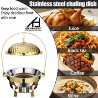 Plat de service de luxe doré en acier inoxydable 4,5L/6L/8L, chauffe-plat professionnel pour hôtels et buffets avec couvercle suspendu pour restaurants