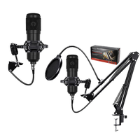 Kit de microphone de studio BM800 avec carte son V8S, microphone à condensateur professionnel omnidirectionnel filaire pour téléphone portable et ordinateur