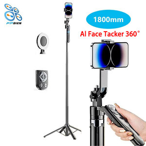 Nouveau 1.8m Extra Long 6 en 1 Télécommande AI Suivi du <span class=keywords><strong>visage</strong></span> <span class=keywords><strong>Selfie</strong></span> Stick Trépied avec anneau lumineux pour caméra de téléphone intelligent - Product Image 1