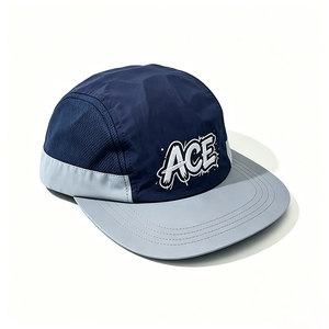 ACE Graffiti Printed Canvas 5 Panel Camp Cap Navy Grey Quick Dry Mesh Panel Sports Travel Outdoor Unisex - Product Image 3