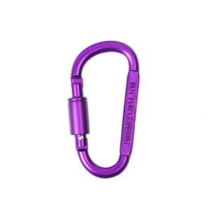 Zhiwang D Shape Aluminum Alloy Locking Carabiner <b>Hook</b> With Screw Gate For Backpack Outdoor Use - Product Image 3