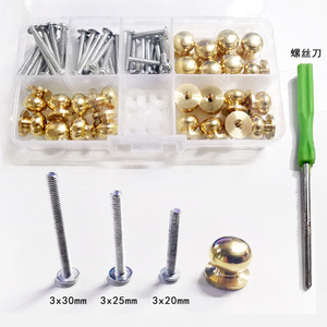 Furniture Drawer Handle Replacement Parts 3x20mm 3x25mm 3x30mm <b>Brass</b> Monk Head <b>Knobs</b> With Screws For Cabinet Door - Product Image 1