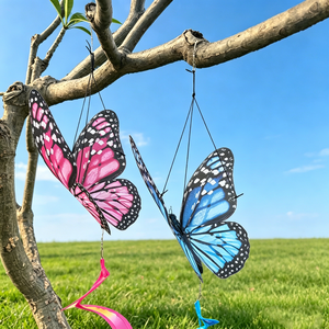 Tourne-vent <span class=keywords><strong>papillon</strong></span> suspendu, queue arc-en-ciel colorée, décoration de jardin extérieure - Product Image 3