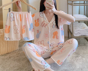 Conjuntos de <span class=keywords><strong>pijama</strong></span> para <span class=keywords><strong>mujer</strong></span>-Conjuntos de <span class=keywords><strong>pijama</strong></span> de tres piezas-Pantalones cortos de <span class=keywords><strong>manga</strong></span> <span class=keywords><strong>corta</strong></span> y pantalones largos-Ropa de hogar para <span class=keywords><strong>mujer</strong></span> - Product Image 4