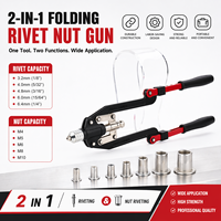 Kit de Pistola Remachadora Manual Plegable de Doble Propósito con Brazo Largo - Fijación Metálica de Alta Resistencia para Proyectos de Bricolaje y Taller