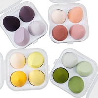 Éponge de maquillage super douce double usage (humide et sèche) série verte, éponge de maquillage à quatre compartiments, éponge hydrophile sans latex