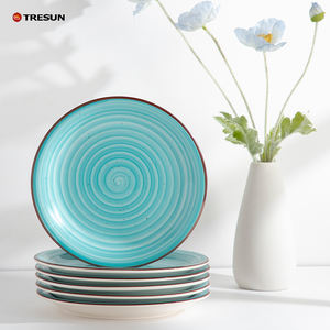 Juego de 6 Platos de Cerámica Pintados a Mano, Juego de Platos Coloridos de 10 Pulgadas, Vajilla de Gres para Cocina - Product Image 5