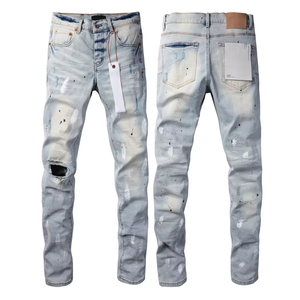 En Kaliteli Lüks Tasarımcı Marka Kot Pantolon Hip Hop Esnek Yırtık Denim Kot Sokak Modası Erkek Kot Pantolonu - Product Image 4