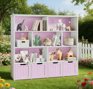 Librería de 7 cubos y 49.4 pulgadas con 4 cajones en color morado - Product Image 1
