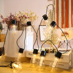 2024 Waterproof LED Garden Solar Light Garland Bulb Edison String Lights Retro Glass Outdoor Waterproof Party Christmas