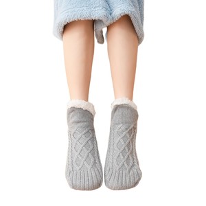 Calcetines de punto de invierno con forro polar antideslizantes, cálidos para uso en interiores, para mujer, tallas S, M, L, XL - Product Image 5