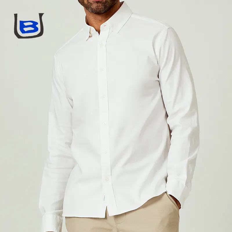 U y B Logotipo personalizado Color Resistente a las arrugas Comodidad Manga larga Botón arriba Casual Ocio Formal Camisas de negocios para hombres