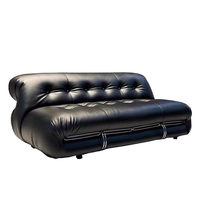 Canapé en cuir design, grand cadre en acier, style Hippo Wabi-Sabi, simple, double ou trois places, pour salon