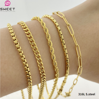 Bracelet chaîne en acier inoxydable 316L plaqué or, style hip-hop, pour hommes et femmes, accessoires tendance