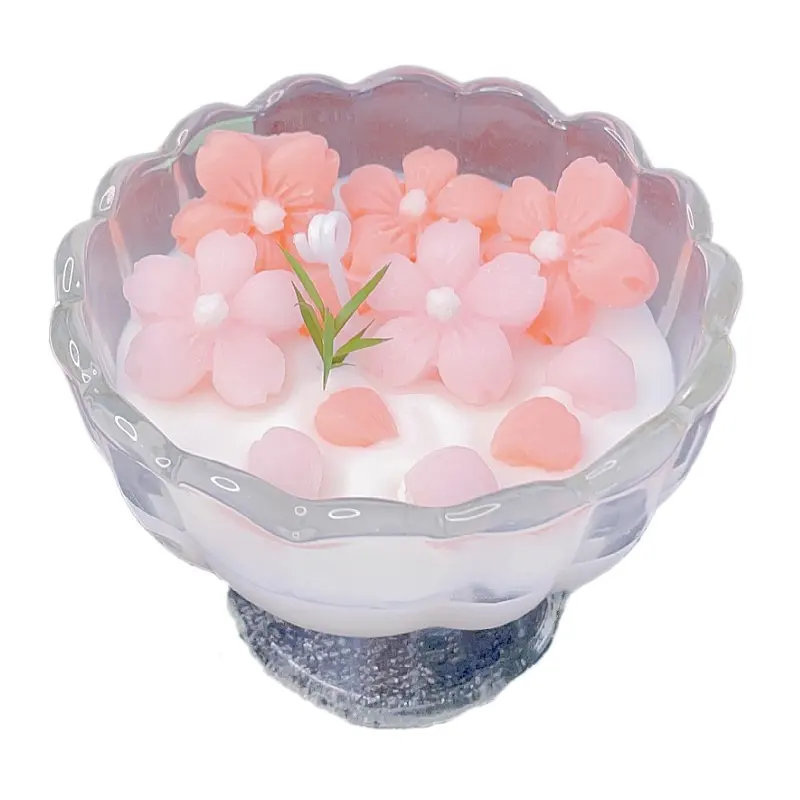 Velas perfumadas criativas em forma de flor Sakura para o Dia dos Namorados e Dia das Mães em frasco de vidro para flores