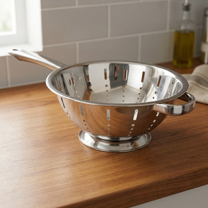Passoire en acier inoxydable avec longue poignée et poignée latérale, égouttoir durable pour la cuisine - Product Image 2