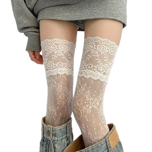 Lace Socks Knee High Ultra Thin 0D White Women's Spring Summer Fashion - Product Image 5