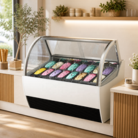 Lemari Pendingin Es Krim Gelato Komersial Bersertifikasi CE Desain Baru Pendinginan Kipas