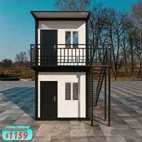 Maisonnette portable préfabriquée Akay à prix de gros, 2 étages, facilement mobile, modulaire, conteneur préfabriqué de 20 pieds pour le camping