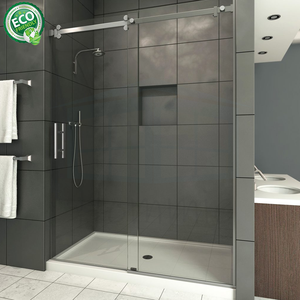 Puerta de Ducha Semi-Enmarcada de Latón Satinado, Vidrio Certificado SGCC, Acero Inoxidable Antioxidante, Deslizamiento Silencioso - Product Image 1
