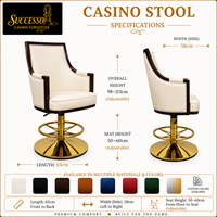 Concessionnaire VIP/Base de joueur Chaise de jeu de casino Dossier réglable confortable avec base dorée pour les hôtels Vente de matériel en cuir