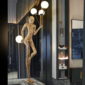Oversize Art Human Sculpture Standing Light Modern LED Hotel Floor Lamps For Living Room Decor