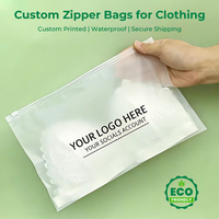 Sac à fermeture éclair givré GRS pour vêtements, lingerie, sous-vêtements, emballage réutilisable avec logo personnalisé