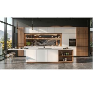 Gabinetes de cocina modulares de madera maciza de lujo modernos italianos con diseño impermeable hecho en China - Product Image 6