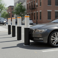 Bollards rétractables en acier inoxydable haute sécurité avec télécommande pour contrôle du trafic extérieur d'hôtels et parkings, indice de protection IP68, légers, 219 mm