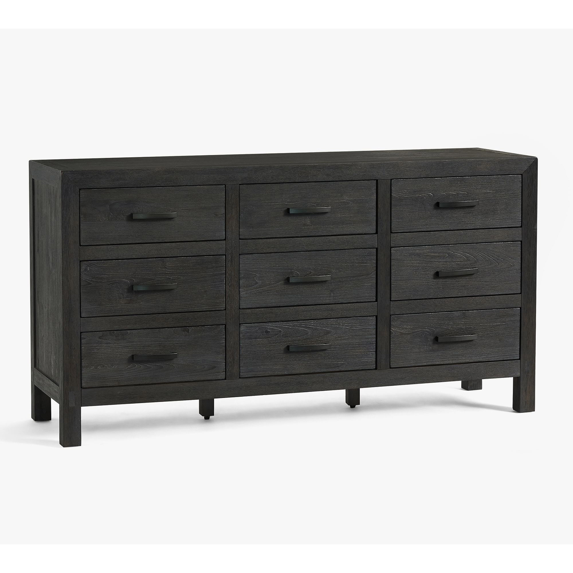 Modern Solid Wood Structure Bedroom 9-Drawer Corner Bed Side Furniture Double Wood Dresser with Metal Handle