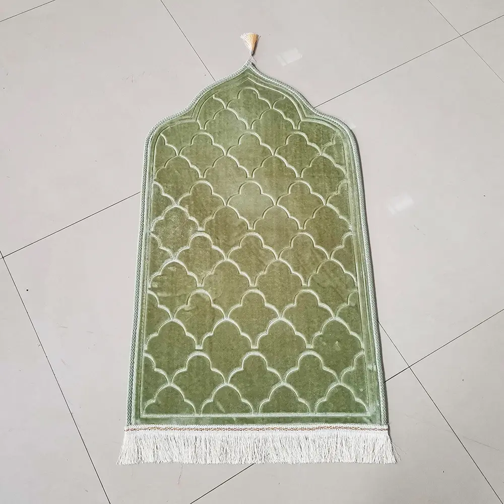 Tappeto musulmano pieghevole alla moda, Set regalo di tappetini da preghiera in cristallo con coperta islamica da viaggio personalizzata con perline e pacchetto/