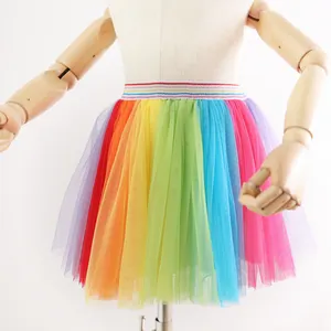 Tutu arcobaleno per bambini 1-10 anni Tulle gonna da balletto in cotone 2024 gonne a pieghe per bambine multicolore Tutu gonna da bambina