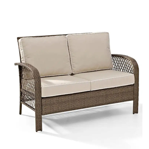 طقم أثاث حدائق عصري من الراتان، طاولة وكراسي للفناء الخارجي، أريكة بمسند ظهر من الخيزران - Product Image 3