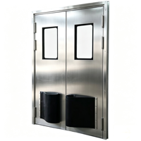 Porte battante simple en acier inoxydable de 0,8 mm, sur mesure, pour entrepôt et restaurant modernes